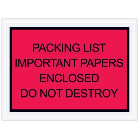 Bsc Preferred 4-1/2 x 6'' Red ''Important Papers Enclosed'' Envelopes, 1000PK PL412
